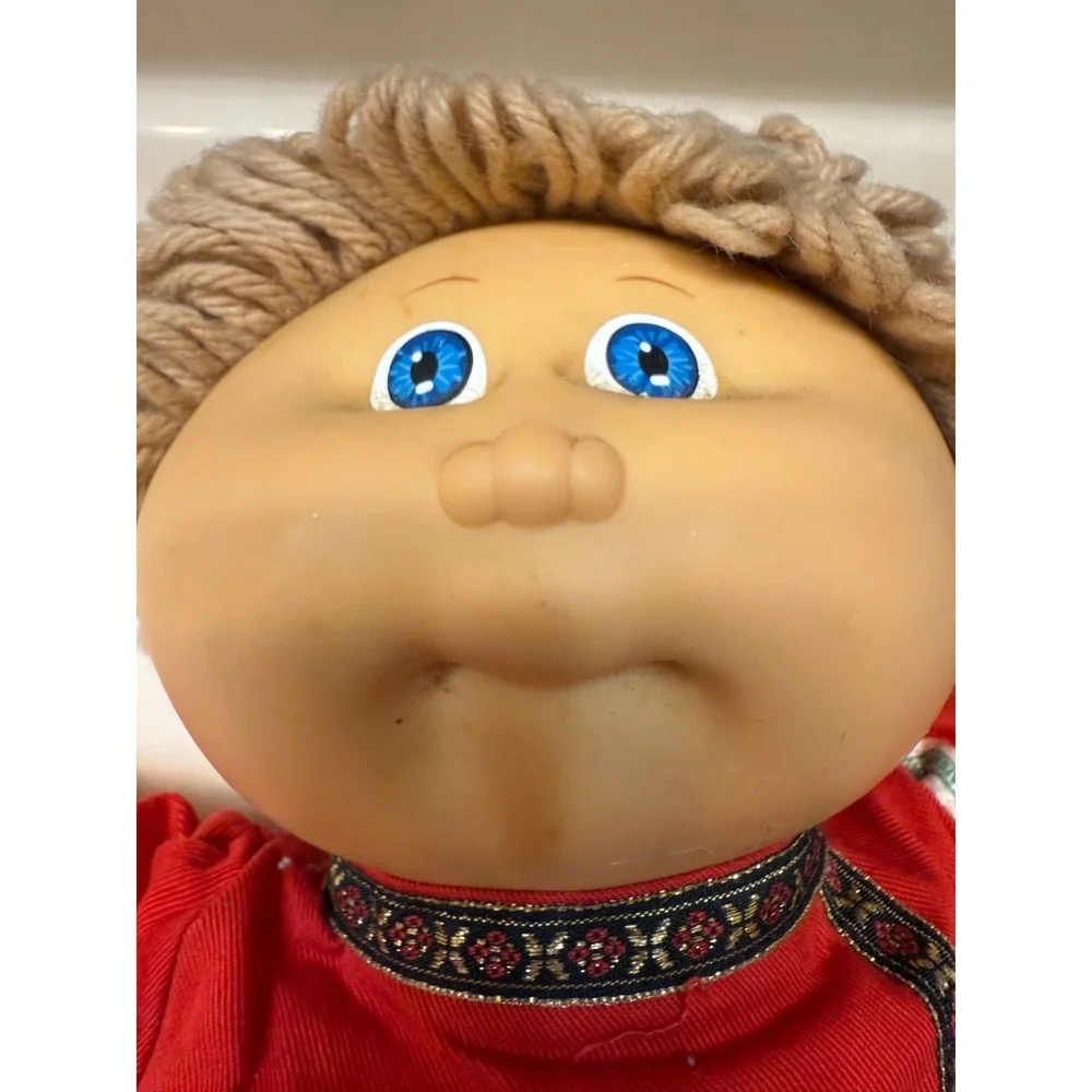 Vintage 1985 Cabbage Patch Doll Boy Blonde Hair Blue Eyes Outfit Singed Xavier